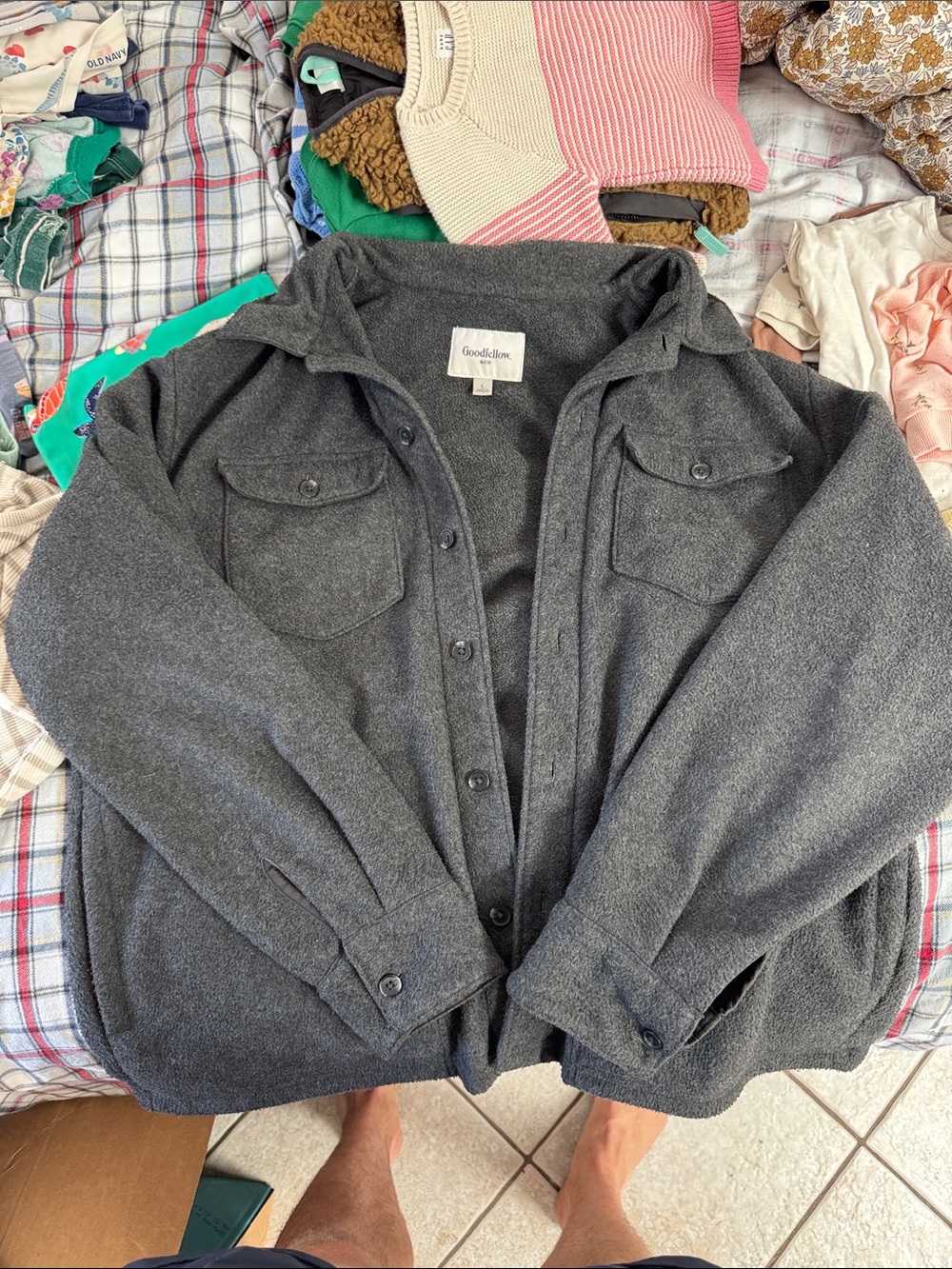 Goodfellow & Co Dark Gray Button-Up Lightweight Shacket
